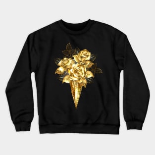 Waffle Horn with Gold Roses Crewneck Sweatshirt